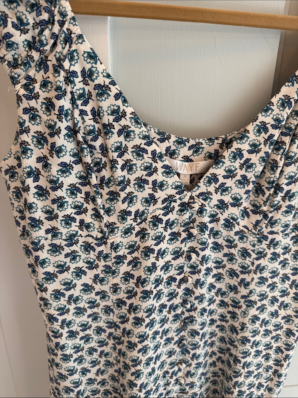 Wayf White Dress with Blue Floral Print - Picture 6 of 8